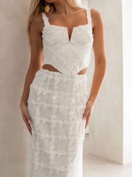 Dresses & Skirts - Elegant White Lace Skirt Set - Women's Two-Piece